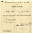 Registo de velocípede de marca Cicles Pombal com motor, com o nº 6721, em nome de Fernando Luís Simões, morador em Cacém.