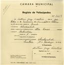 Registo de velocípede de marca Star Cross, com o nº 2409, em nome de António Jorge Celestino, morador em Alcolombal.