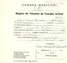 Registo de um veiculo de duas rodas tirado por um animal de espécie cavalar destinado a transporte de mercadorias em nome de José Augusto Lavrador, morador na Várzea de Sintra.