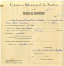 Registo de velocípede de marca Raleigh, com o nº 7324, em nome de Vasco Lourenço Ribeiro Pinto de Magalhães, morador em Praia das Maçãs.