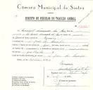 Registo de um veiculo de duas rodas tirado por um animal de espécie asinina destinado a transporte de mercadorias em nome de Manuel Fernandes dos Reis, morador em São João das Lampas.