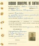 Registo de matricula de cocheiro profissional em nome de Tobias Ferreira Albuquerque, morador em Ranholas, com o nº de inscrição 931.