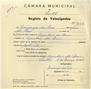 Registo de velocípede com o nº 3553, em nome de Domingos dos Reis, morador em Azenhas do Mar.