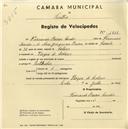 Registo de velocípede com o nº 1911, em nome de Fernando Barros Serôdio, morador em Várzea de Colares.