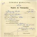 Registo de velocípede com o nº 3820, em nome de Ilídio dos Santos, morador em Nafarros.