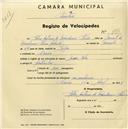 Registo de velocípede com o nº 1571, em nome de Fábio António de Mendonça Freire, morador em Cacem.