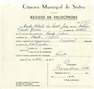 Registo de velocípede de marca Nacional, com o nº 9364, em nome de Carlos Alberto dos Santos Guerra, morador em Penedo.