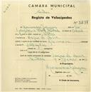 Registo de velocípede com o nº 2397, em nome de Maximiano Rodrigues, morador em Parque da Pena.