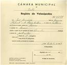 Registo de velocípede de marca Caravela, com o nº 3288, em nome de José Joaquim, morador em Areias.