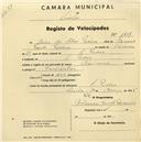 Registo de velocípede de marca Nacional, com o nº 1407, em nome de Mário da Silva Pereira, morador em S. Pedro de Sintra.