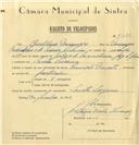 Registo de velocípede de marca Cuciolo Ducati, com o nº 6486, em nome de Gualdino Domingos, morador em Santa Susana.