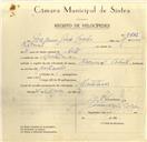 Registo de velocípede de marca Nacional Cabrita, com o nº 9832, em nome de Joaquim [...] Coelho, morador em Montelavar.