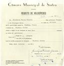 Registo de velocípede de marca Raio, com o nº 8360, em nome de Elisiário Filipe Vicente, morador em Funchal, Sintra.