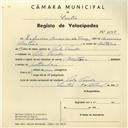 Registo de velocípede com o nº 4159, em nome de Zeferino Américo da Cruz, morador em Vila Verde.