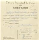 Registo de velocípede de marca Pombal, com o nº 6858, em nome de Mário Barreto dos Reis, morador em Rio de Mouro.