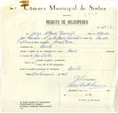 Registo de velocípede de marca Barto, com o nº 8631, em nome de Jorge Alfredo Damião, morador em Linhó.