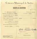 Registo de velocípede com o nº 7822, em nome de João Acácio Correia, morador em Carrascal.