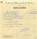 Registo de velocípede com o nº 6756, em nome de Isidoro Maria Alexandre, morador em Carenque.