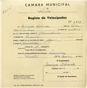 Registo de velocípede de marca Gazela, com o nº 1807, em nome de Domingos Salvador, morador em Maceira.