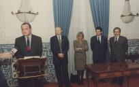 Edite Estrela, Presidente da Câmara Municipal de Sintra e Manuel Maria Carrilho, Ministro da Cultura, na assinatura do protocolo do prémio Tabaqueira.