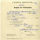 Registo de velocípede com o nº 3194, em nome de José Alberto Henriques Silva Melo de Carvalho, morador em Belas.