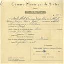 Registo de velocípede de marca Avis, com o nº 5867, em nome de Carlos Alberto Feleciano Marques Pereira, morador em Mercês.