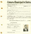 Registo de matricula de carroceiro de 2 ou mais animais em nome de Manuel Pedro Bahuto, morador em Massamá, com o nº de inscrição 2203.