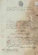 Recibo de pagamento de 96.000 Réis referente à fundição de uma medalha com os retratos dos principes para o Arco de Seteais feito pelo mestre latoeiro Joaquim Timóteo da Costa ao Marquês de Marialva.