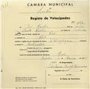 Registo de velocípede de marca Olympique, com o nº 1072, em nome de José Rocha, morador em Ral.