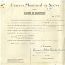 Registo de velocípede de marca Phillips, com o nº 5931, em nome de Joaquim Alfredo Barreira, morador em Rua Conde Almeida Araújo, Queluz.