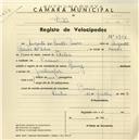 Registo de velocípede de marca Sprinter, com o nº 3758, em nome de Augusto dos Santos Pereira, morador em Cacém.