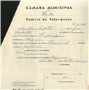 Registo de velocípede de marca Nacional, com o nº 4386, em nome de Aureliano Capitão, morador em Negrais.