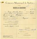 Registo de velocípede de marca Especial, com o nº 7239, em nome de Inácio Manuel Nunes, morador em Almoçageme.