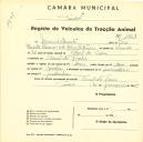 Registo de um veiculo de duas rodas tirado por dois animais de espécie cavalar destinado a transporte de mercadorias em nome de Manuel Duarte, morador no Casal da Freira.