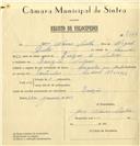 Registo de velocípede de marca Caravela, com o nº 7525, em nome de José Nunes Coelho, morador em Banzão.