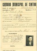 Registo de matricula de velocipedista em nome de José Vicente Jorge, morador em Cortegaça, com o nº de inscrição 1965.