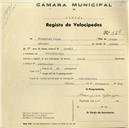 Registo de velocípede de marca Metub, com o nº 658, em nome de Francisco Jorge, morador em Pero Pinheiro.