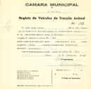 Registo de um veiculo de duas rodas tirado por dois animais de espécie bovina destinado a transporte de mercadorias em nome de João Rocha Júnior, morador na Quinta do Molha Pão, Tala.