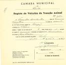 Registo de um veiculo de duas rodas tirado por um animal de espécie asinina destinado a transporte de mercadorias em nome de Florentino Constantino, morador em São Pedro.