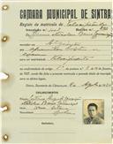 Registo de matricula de velocipedista em nome de Libaneo Nicolau Barros Conceição, morador no Algueirão, com o nº de inscrição 1008.