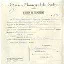 Registo de velocípede com o nº 5664, em nome de António Luís Sargedas Guerreiro Nunes, morador em Abrunheira.