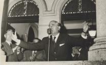 Discurso de António Pereira Forjaz, presidente da Câmara Municipal de Sintra, numa sessão pública de apoio ao Almirante Américo Tomás na varanda dos Paços do Concelho de Sintra.