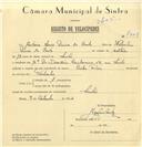 Registo de velocípede de marca Cicles Raio, com o nº 7309, em nome de António Luís Dinis do Couto, morador em Sintra.