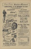 Programa do filme "Na Corte do Rei Artur" com a participação de Bing Crosby, Rhonda Fleming, William Bendix e Sir Cedric Hardwicke.