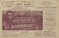 Programa do filme "Os Dominadores" com a participação de Victor Mc Laglen, Mildred Natwick e George O'Brien.