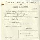 Registo de velocípede com o nº 4957, em nome de Luís Estêvão Simões, morador em Aruil de Baixo.