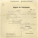 Registo de velocípede com o nº 840, em nome de António Conceição Pinto, morador em Sabugo.