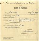 Registo de velocípede de marca Kreidler, com o nº 6750, em nome de José André, morador em Sintra.