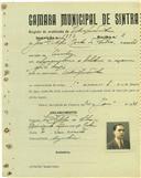 Registo de matricula de velocipedista em nome de José Filipe Costa da Silva, morador em Queluz, com o nº de inscrição 1593.