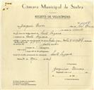 Registo de velocípede de marca Sachs, com o nº 10138, em nome de Joaquim Bruno, morador em Santa Susana.